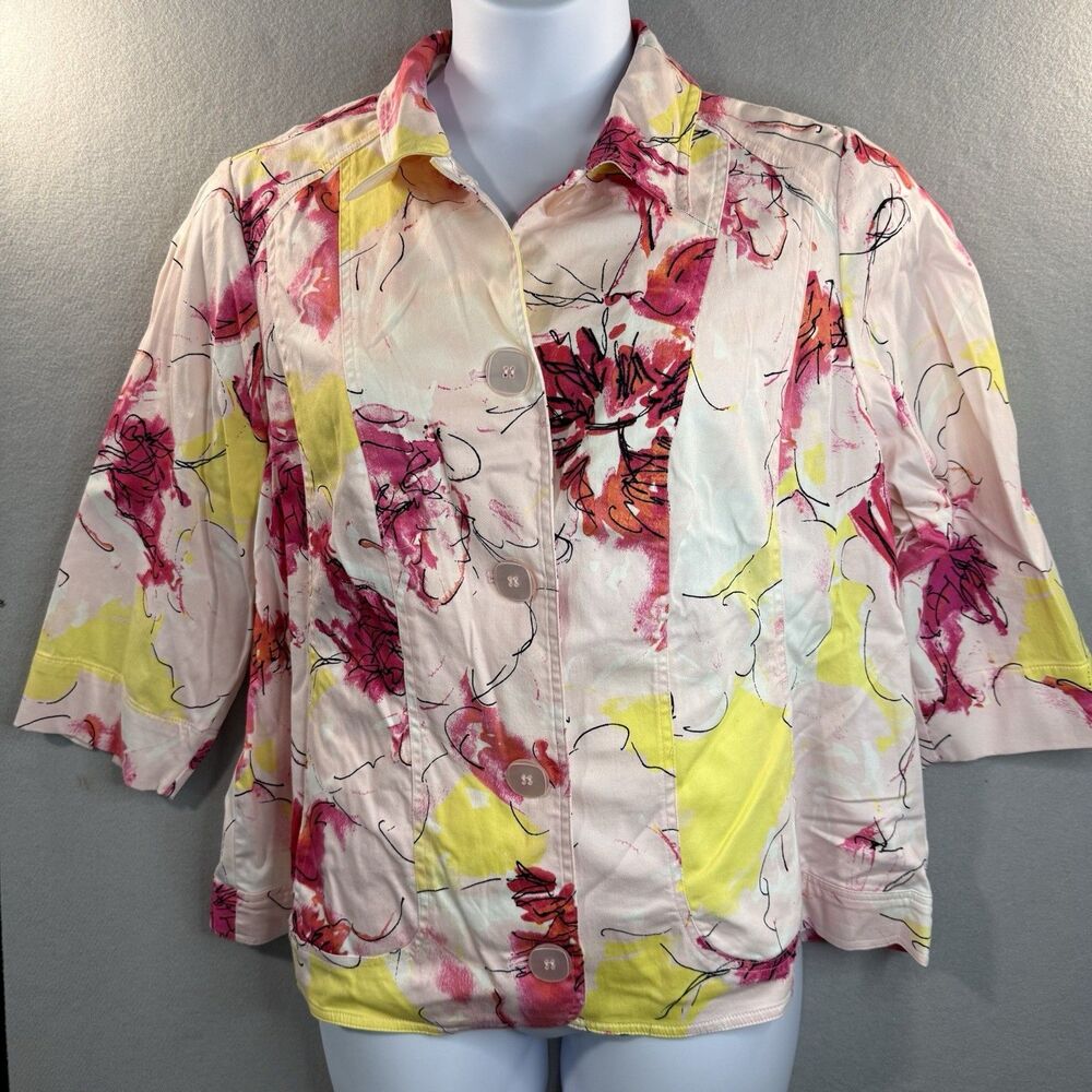 NWT CJ Banks Plus Size 1X Floral Jacket Blazer Women’s Lightweight Button Front